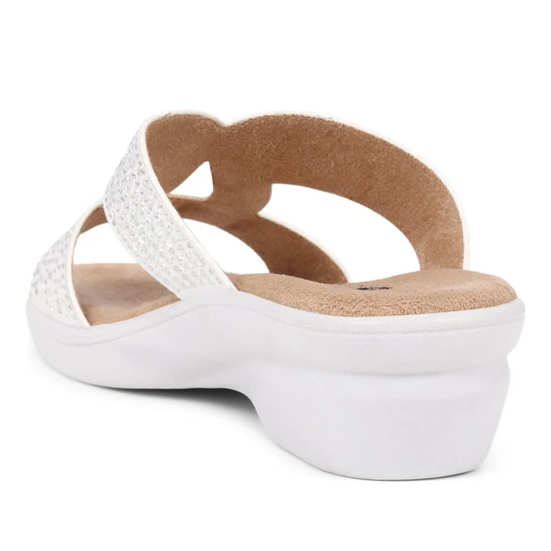 Embellished Mules Sandals - POLY39023 / 325 444 - White
