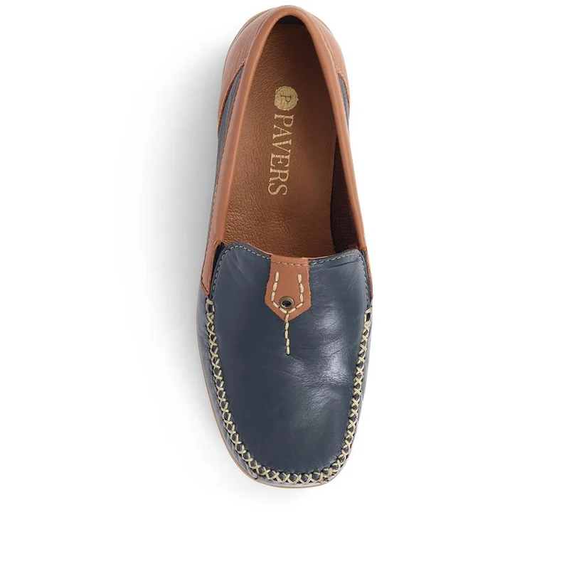 Leather Moccasins - CONT39003 / 325 242 - Navy Tan