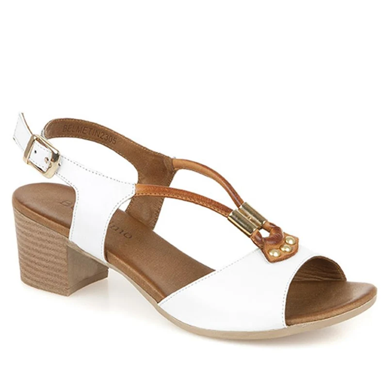 Leather Slingback Sandal - BELMETIN2305 / 307 897 - White-Tan