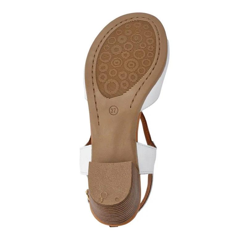 Leather Slingback Sandal - BELMETIN2305 / 307 897 - White-Tan
