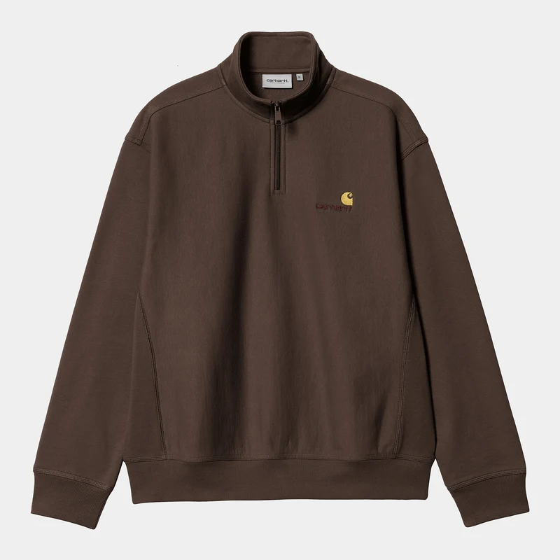 Carhartt WIP Herren Halb-Zip-Reißverschluss American Script Sweatshirt - Tabak