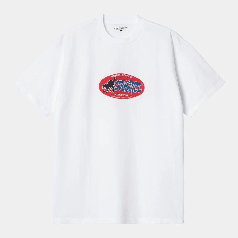 Carhartt WIP Herren-T-Shirt mit Katzenaufklebern – Weiß