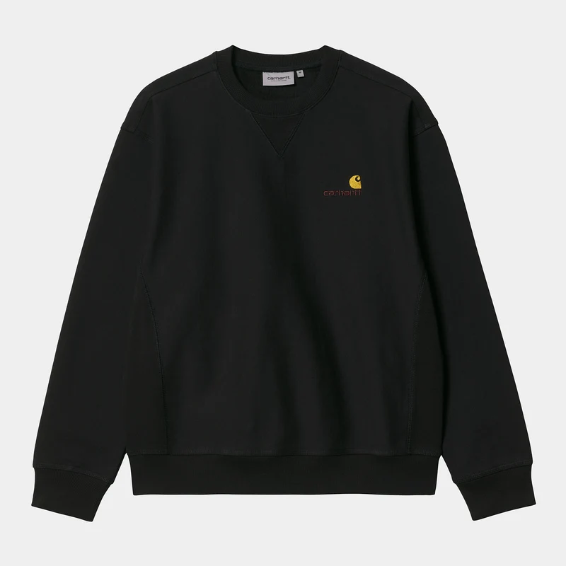 Carhartt WIP Herren American Script Sweat-Top – Schwarz