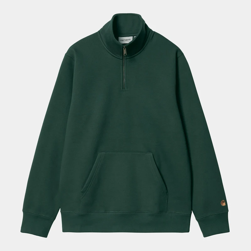 Carhartt WIP Herren Chase Zip Sweat Top – Discovery Green / Gold