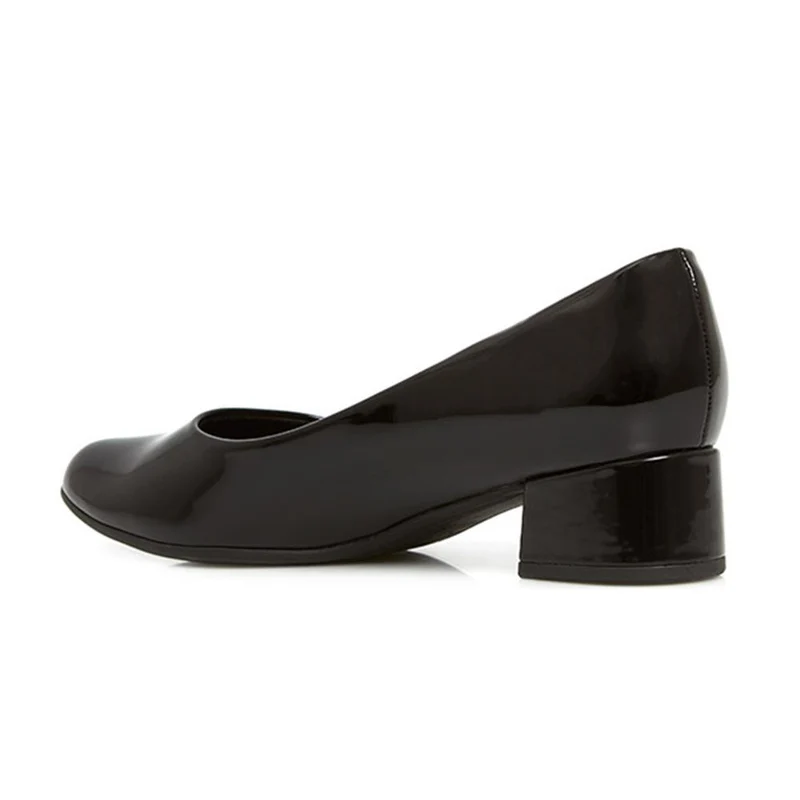 Block Heel Court Shoes - PIC26004 / 310 517 - Black Patent