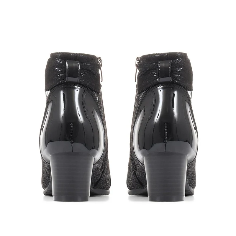 Block-Heeled Ankle Boots - WLIG26000 / 310 506 - Black-Black Patent