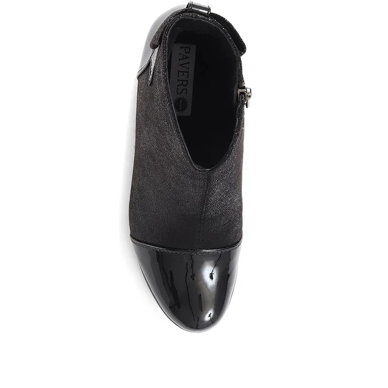 Block-Heeled Ankle Boots - WLIG26000 / 310 506 - Black-Black Patent