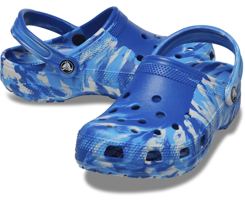 Crocs Klassischer Unisex-Marmor-Clog – Blue Bolt