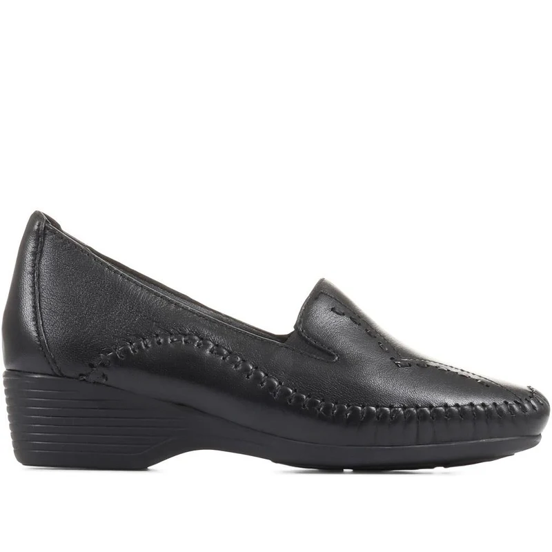 Leather Slip On Shoes - NAP24009 / 308 415 - Black