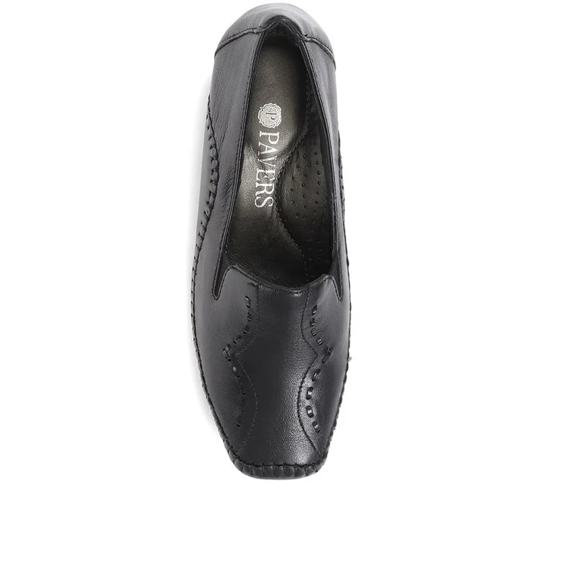 Leather Slip On Shoes - NAP24009 / 308 415 - Black