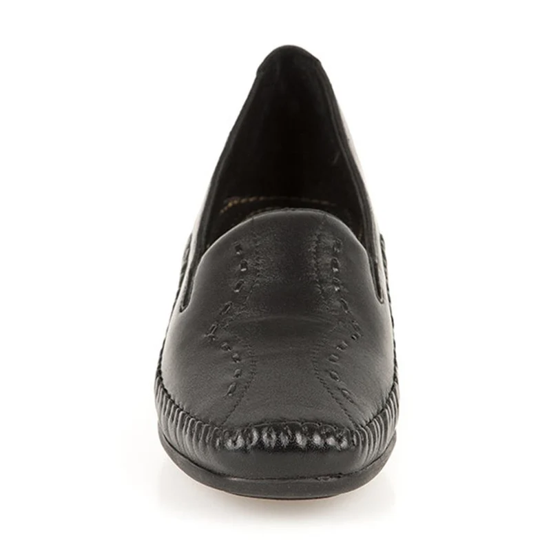 Leather Slip On Shoes - NAP24009 / 308 415 - Black