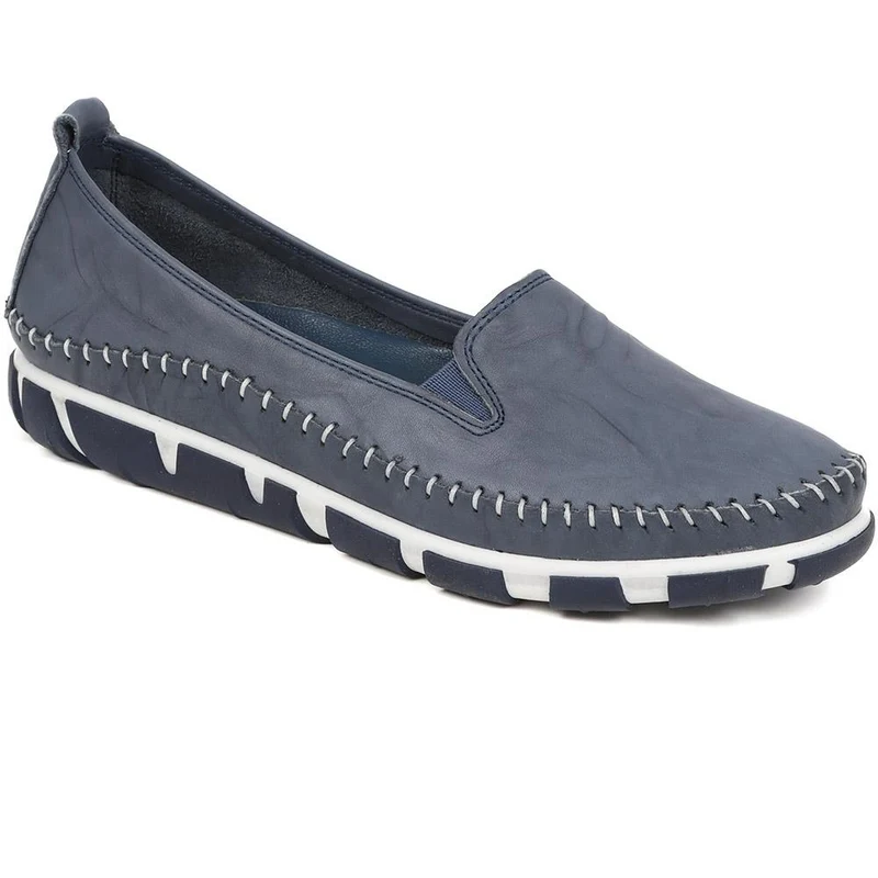 Slip-On Leather Pumps - GOKH39011 / 326 241 - Navy