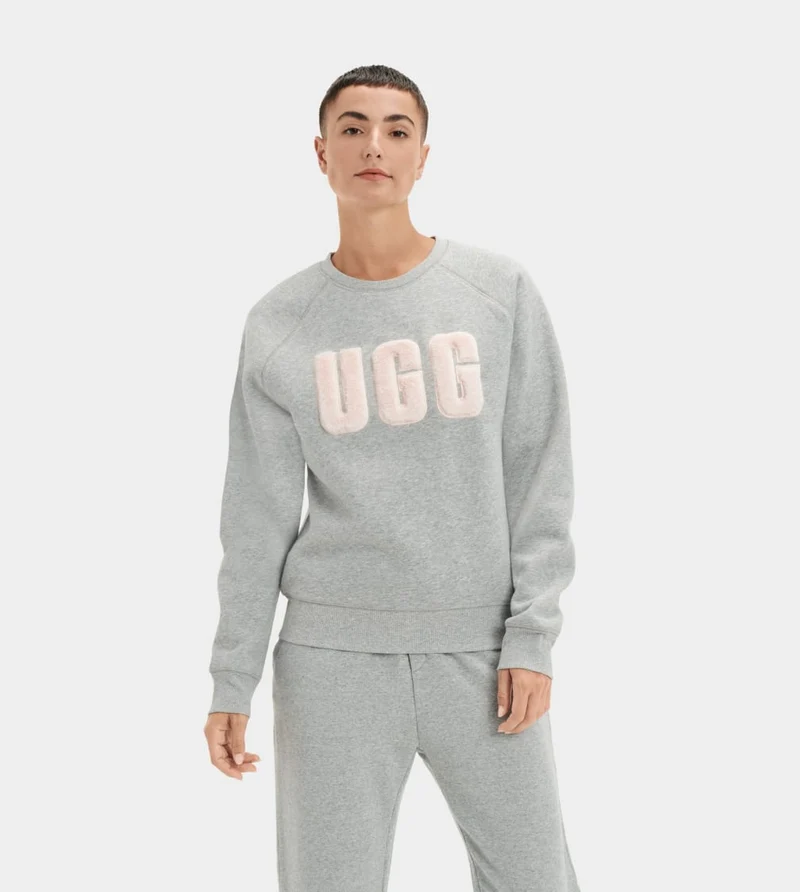 UGG Damen Madeline Fuzzy Logo Top – Grau meliert