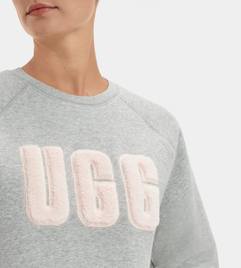 UGG Damen Madeline Fuzzy Logo Top – Grau meliert