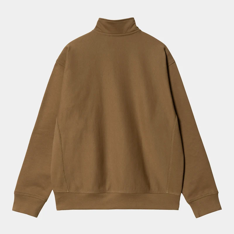 Carhartt WIP Herren Halb-Zip-Reißverschluss American Script Sweat-Top – Hamilton Brown