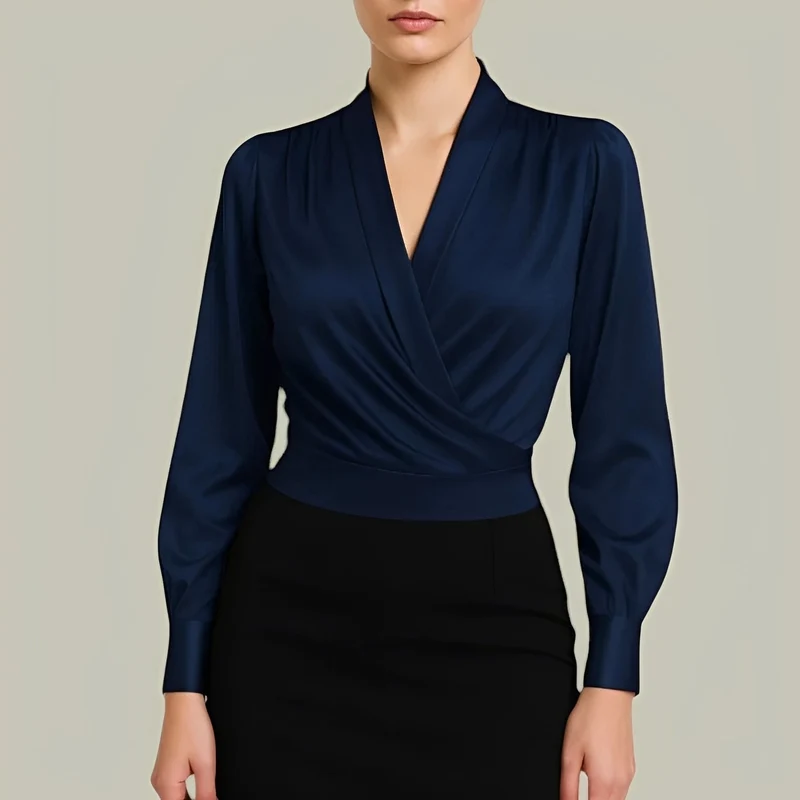 Livia - Elegante Langarm-Wickelbluse
