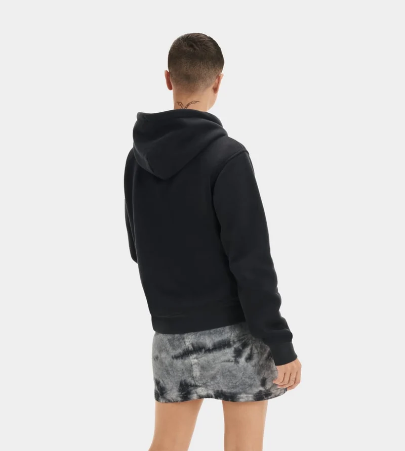 UGG Damen Rey Fuzzy Logo Kapuzenpullover – Schwarz
