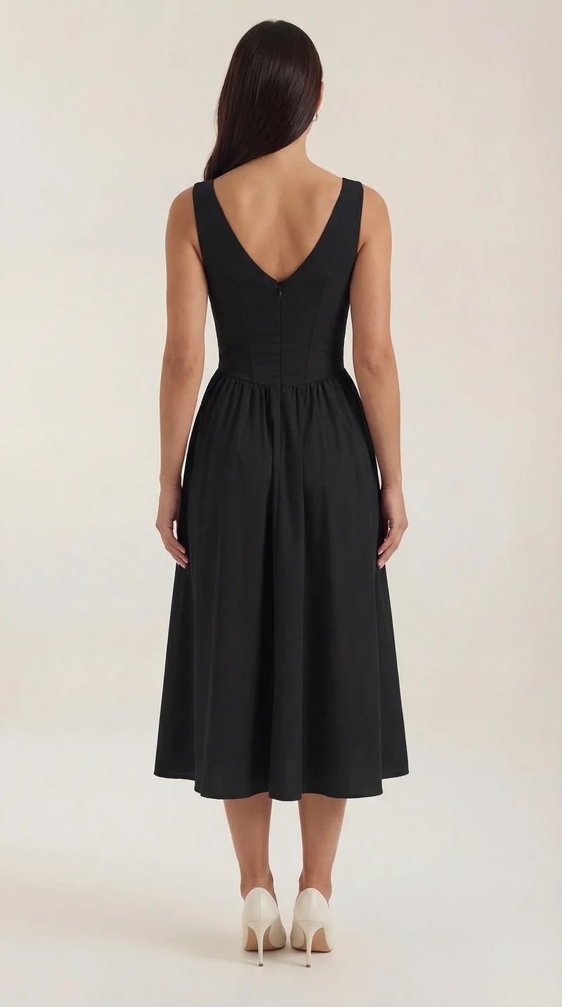 Vestito midi scollo a V Cassiopeia | Elegante abito estivo