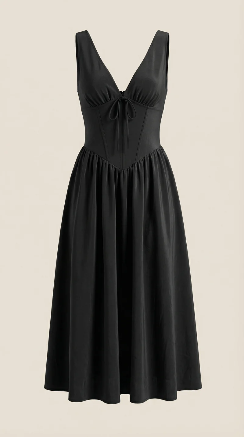 Vestito midi scollo a V Cassiopeia | Elegante abito estivo