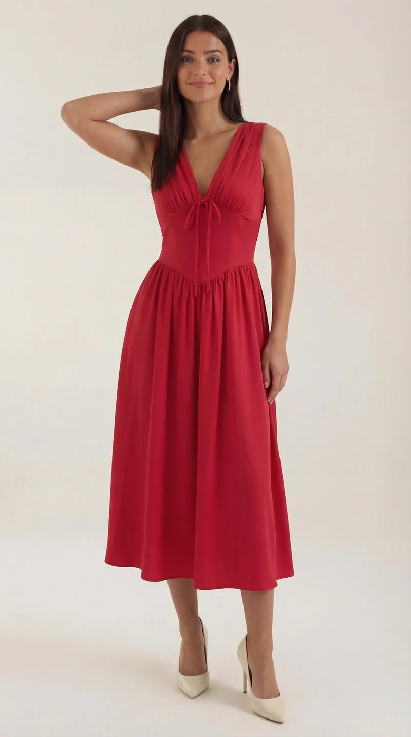 Vestito midi scollo a V Cassiopeia | Elegante abito estivo
