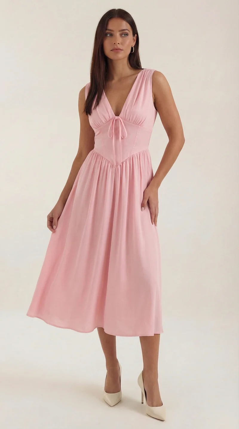 Vestito midi scollo a V Cassiopeia | Elegante abito estivo