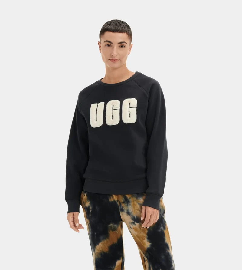 UGG Damen Madeline Fuzzy Logo Top - Schwarz