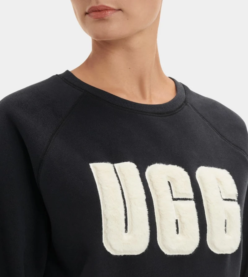 UGG Damen Madeline Fuzzy Logo Top - Schwarz