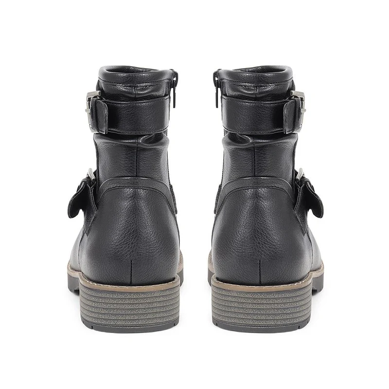 Extra-Wide Fit Buckle Biker Boots - CHRISTY / 324 582 - Black