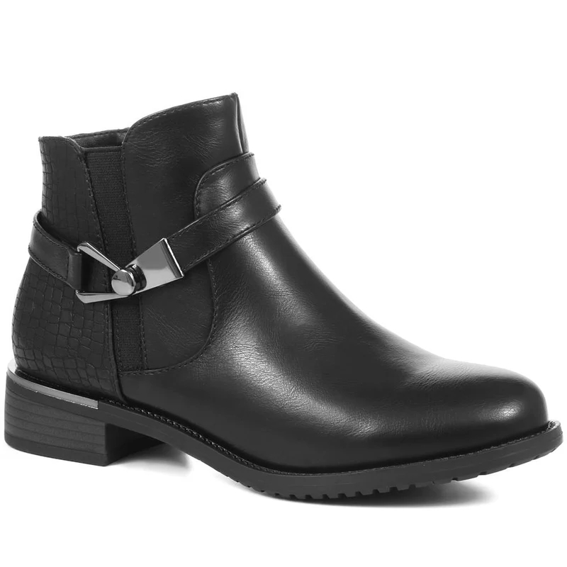 Ankle Boots with Metallic Buckle - BELWOIL32017 / 319 008 - Black