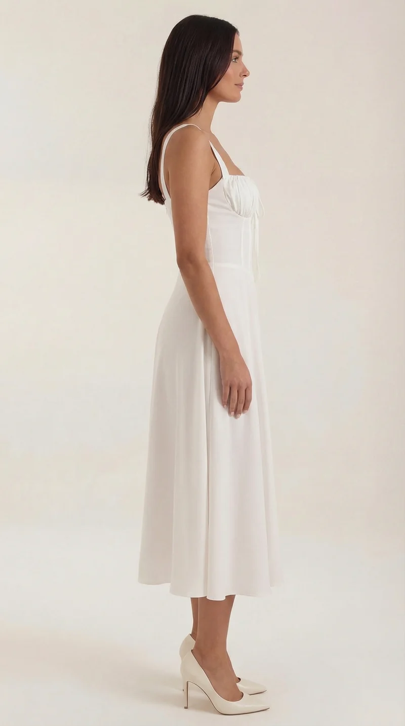 Vestito midi Jade | Design femminile a linea A con lacci