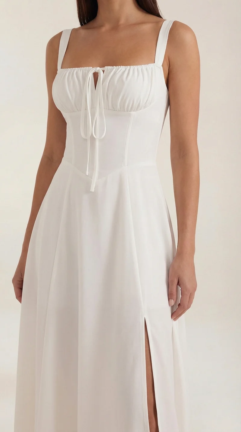 Vestito midi Jade | Design femminile a linea A con lacci