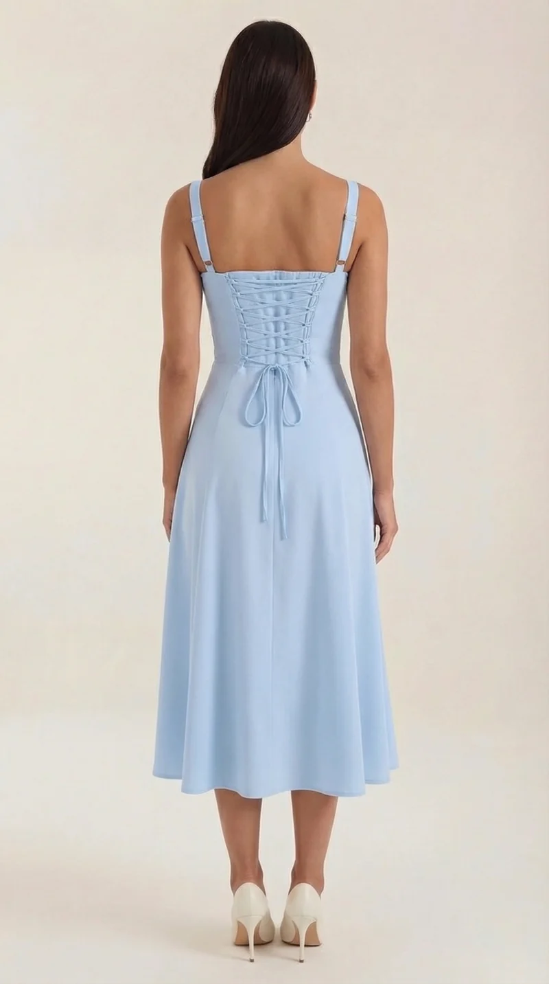 Vestito midi Jade | Design femminile a linea A con lacci