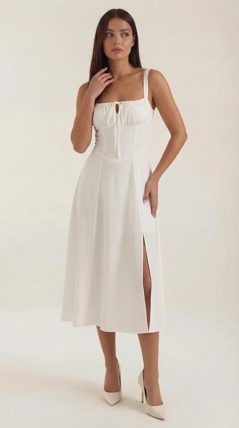 Vestito midi Jade | Design femminile a linea A con lacci