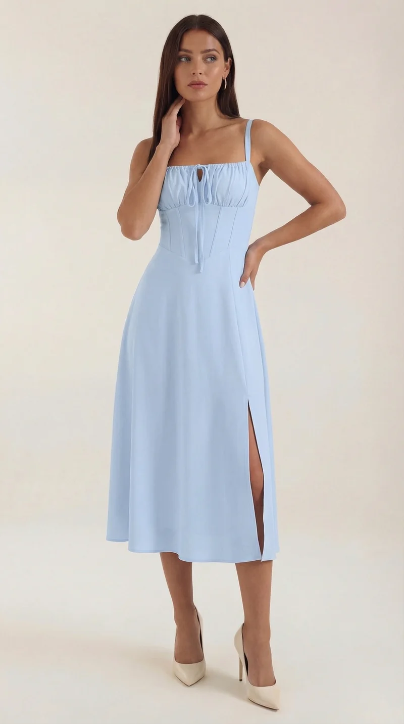 Vestito midi Jade | Design femminile a linea A con lacci