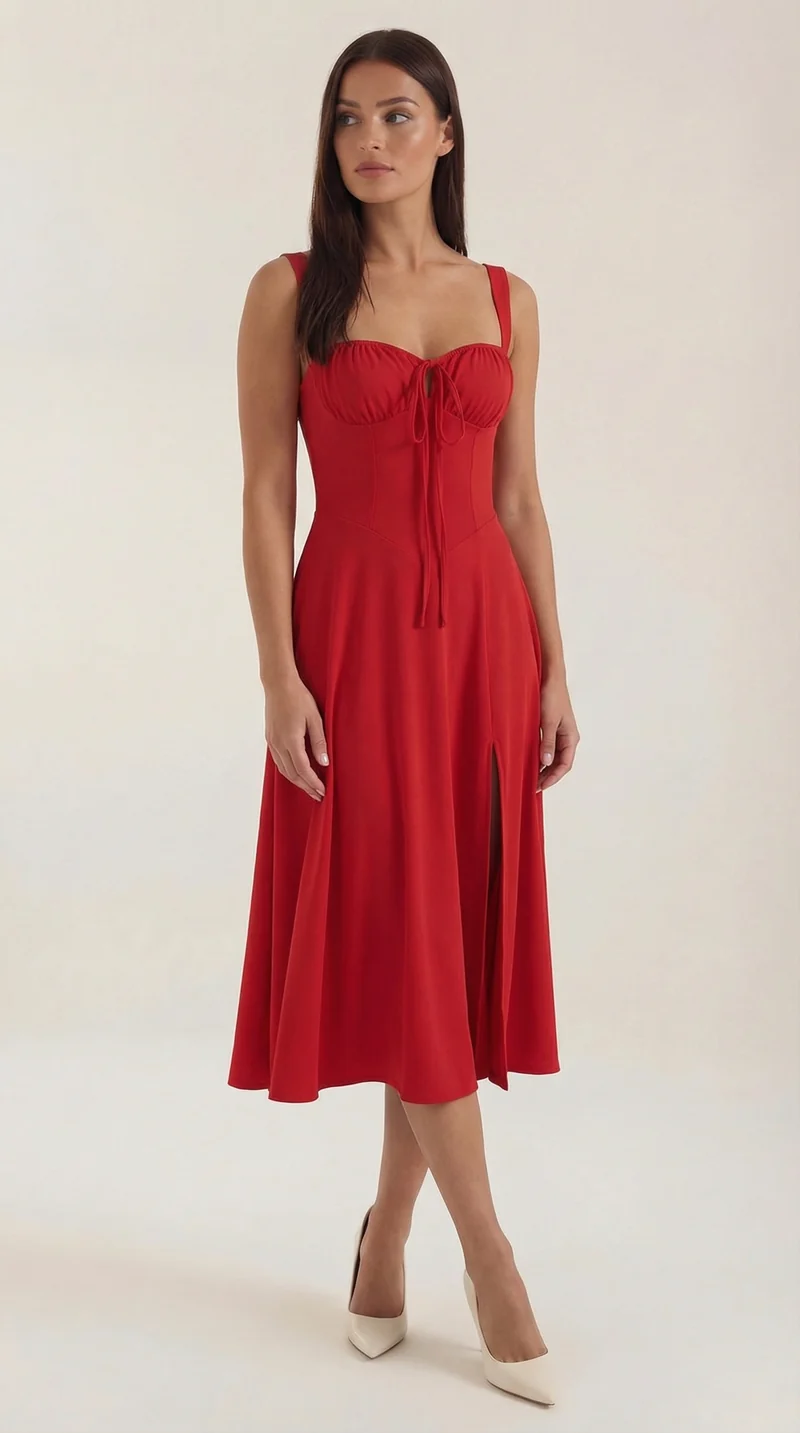 Vestito midi Jade | Design femminile a linea A con lacci