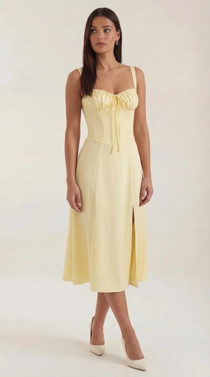 Vestito midi Jade | Design femminile a linea A con lacci