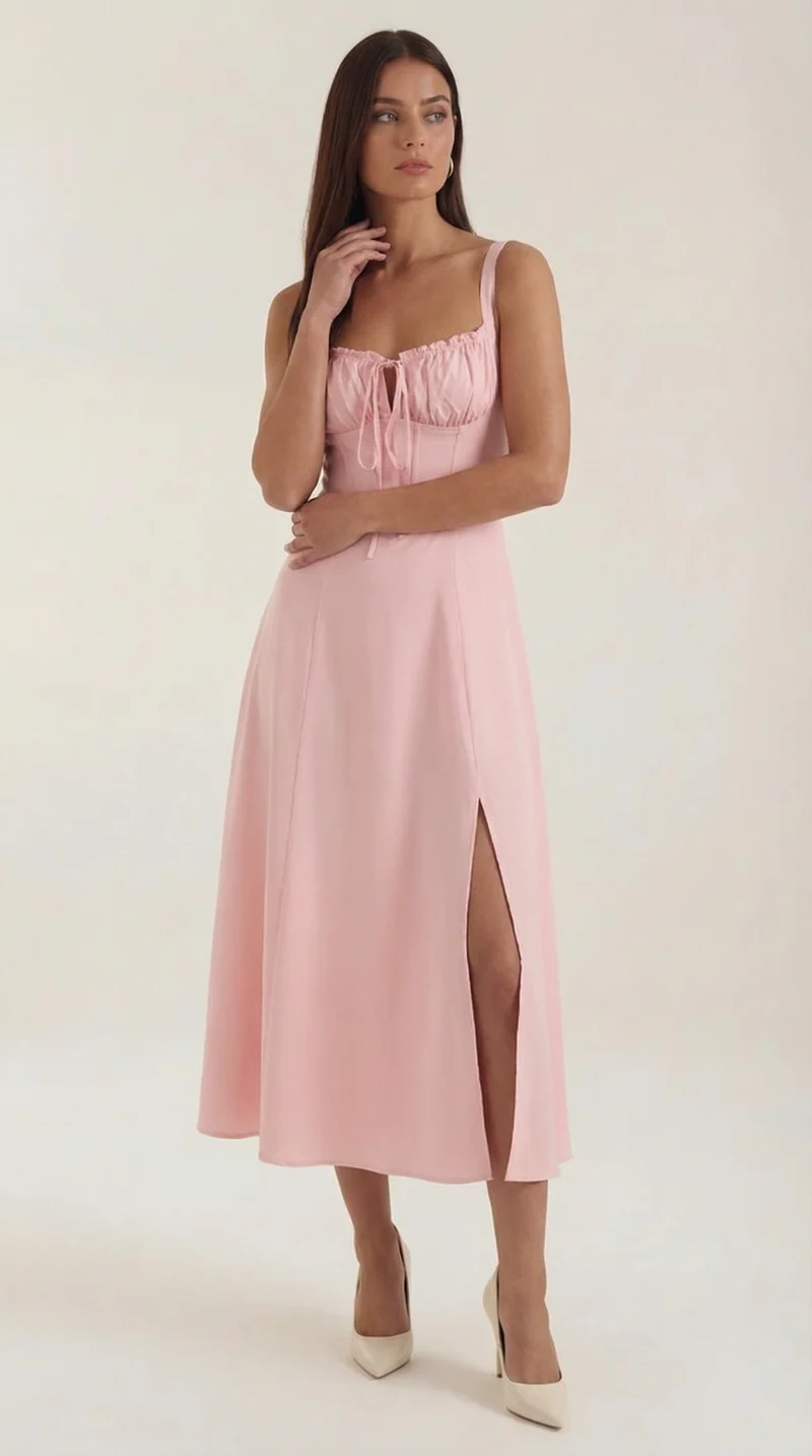 Vestito midi Jade | Design femminile a linea A con lacci