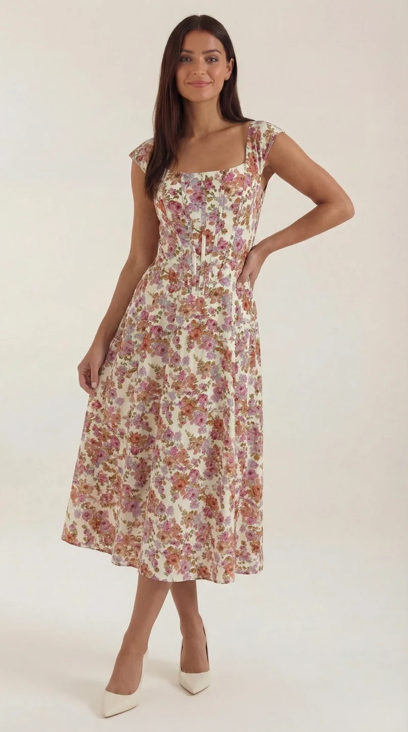 Vestito midi Dahlia | Elegante abito estivo per occasioni speciali