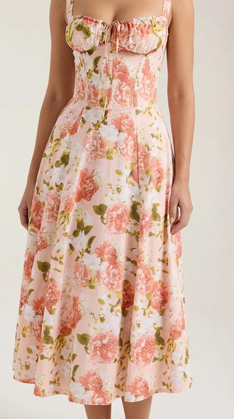 Vestito midi Julia | Abito estivo femminile con stampa floreale