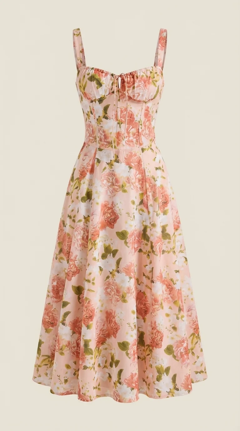 Vestito midi Julia | Abito estivo femminile con stampa floreale