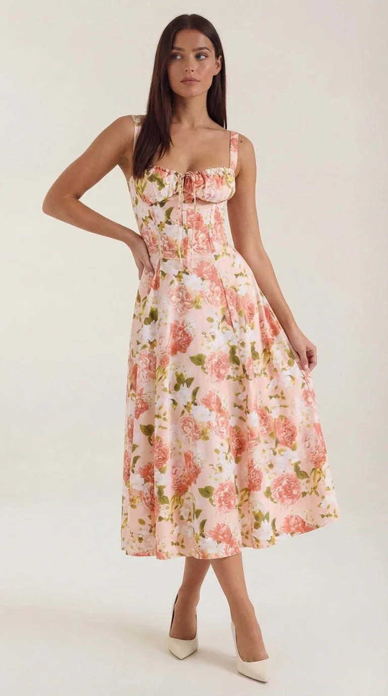 Vestito midi Julia | Abito estivo femminile con stampa floreale