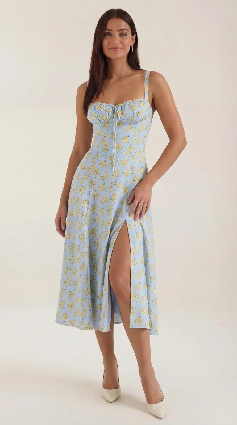 Vestito midi Julia | Abito estivo femminile con stampa floreale