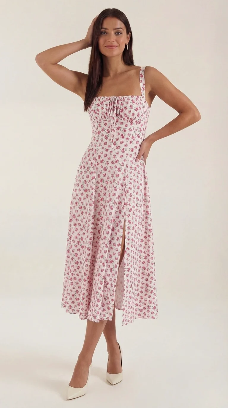 Vestito midi Julia | Abito estivo femminile con stampa floreale