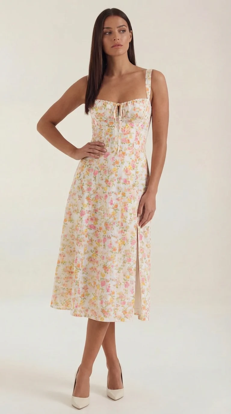 Vestito midi Julia | Abito estivo femminile con stampa floreale