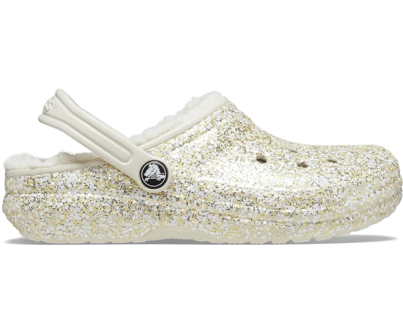 Crocs Klassisch gefütterter Glitzer-Clog für Kinder – Stucco