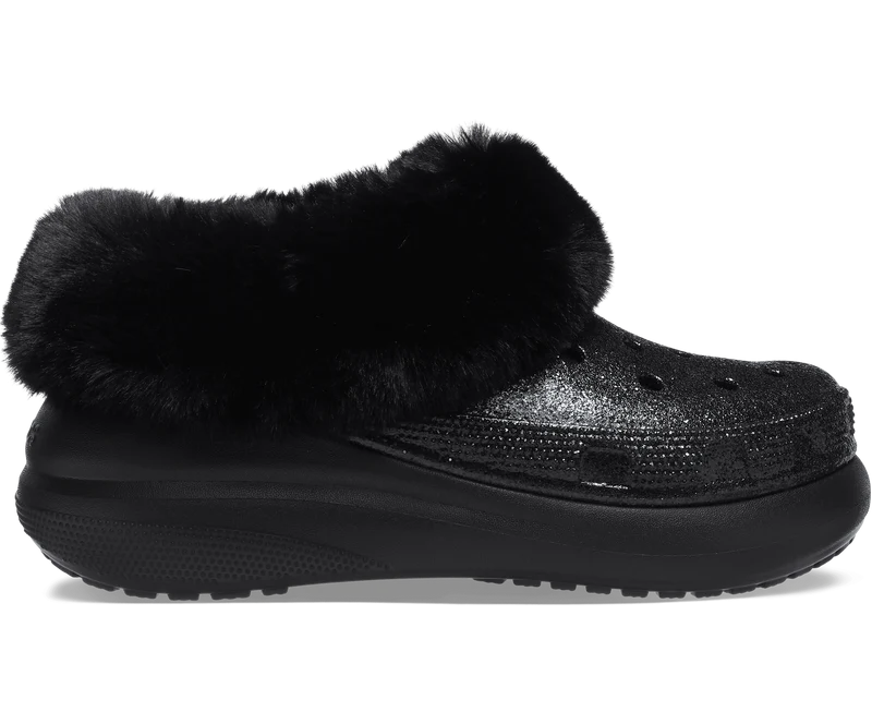 Crocs Unisex Furever Crush Glitzer Clog – Schwarz