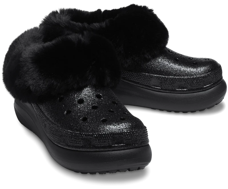 Crocs Unisex Furever Crush Glitzer Clog – Schwarz