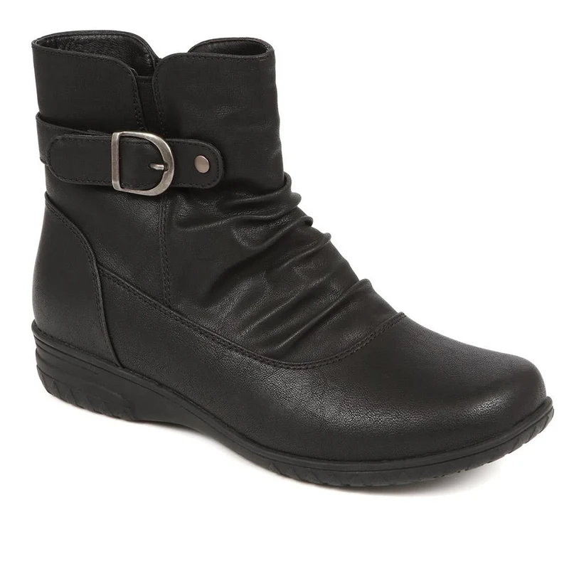 Buckle-Detailed Ankle Boots - WBINS38049 / 324 228 - Black