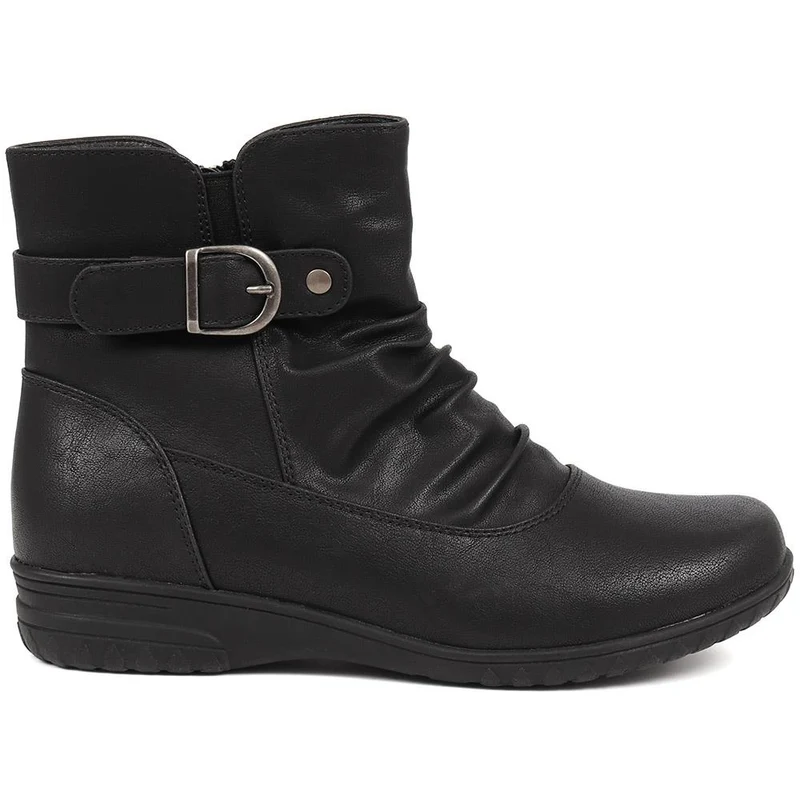Buckle-Detailed Ankle Boots - WBINS38049 / 324 228 - Black