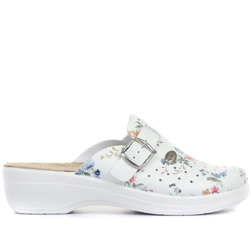 Fly Flot Floral Print Clogs - FLY29028 / 313 800 - White Floral